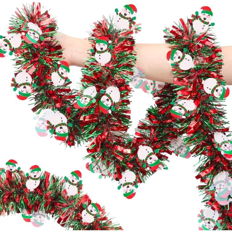 Tinsel Garland Decoration - 2-метровая красно-зеленая новогодняя гирлянда с украшениями