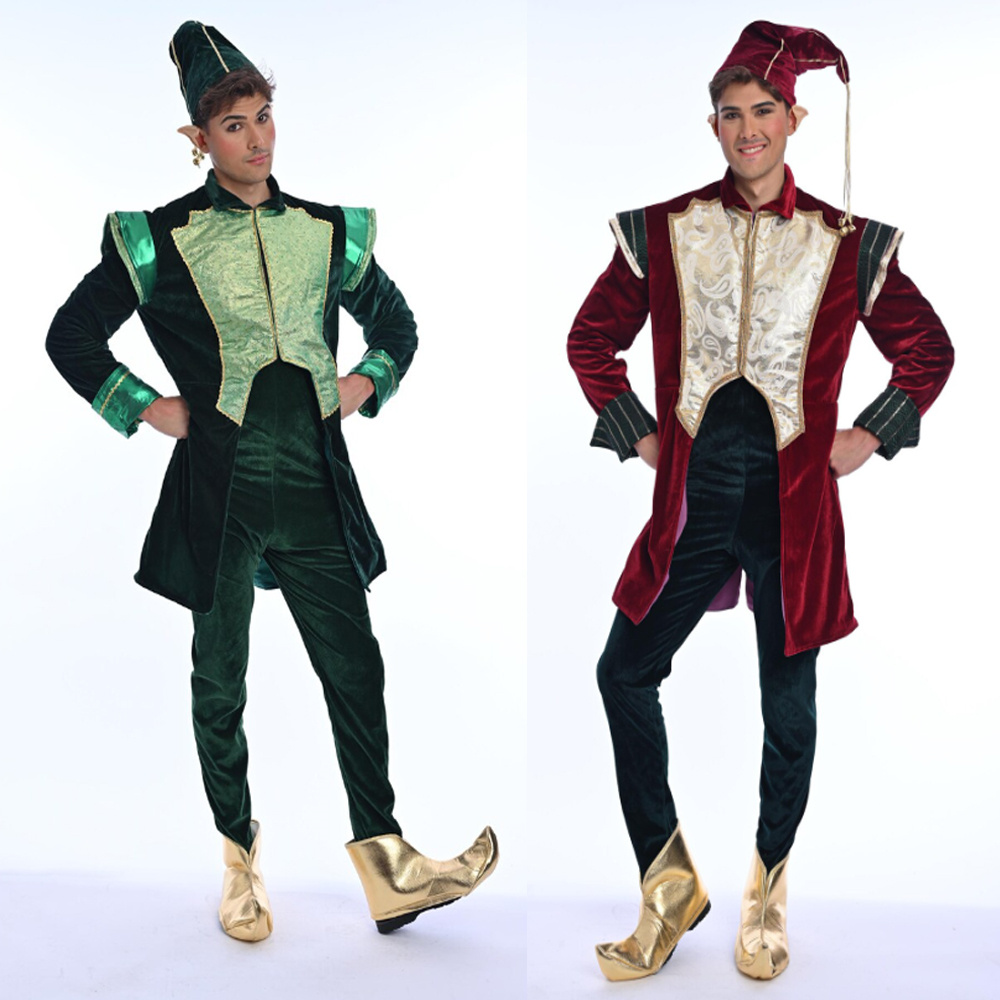 Elf Costume Christmas - Роскошный бархатный костюм Санта-Клауса и эльфа