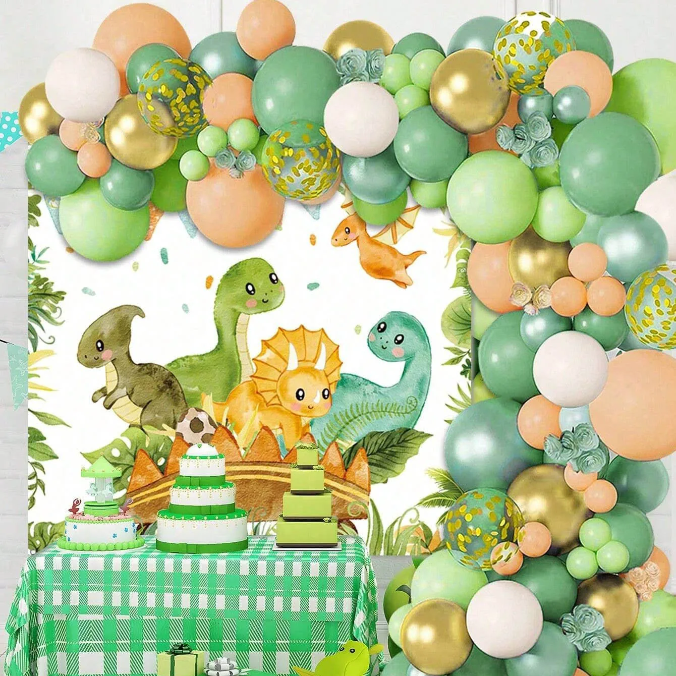 Tinsel Garland Decoration - Набор воздушных шаров с динозавром, арка
