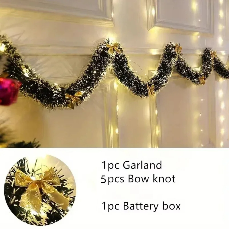 Tinsel Garland Decoration - 2-метровая светодиодная гирлянда для Рождества, блестящая