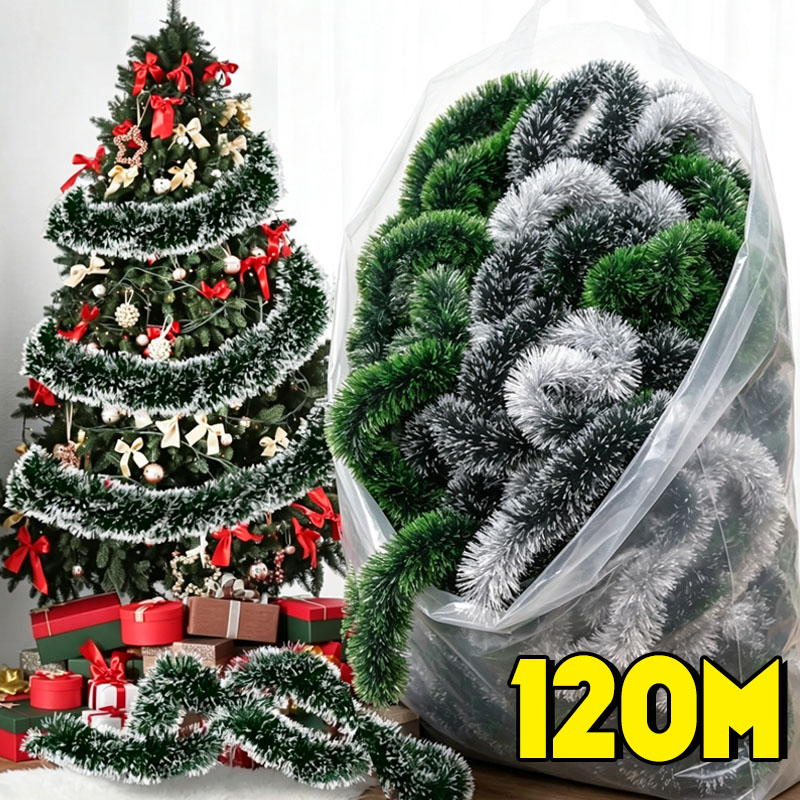 Зелено-белая новогодняя гирлян – обзор и цена Tinsel Garland Decoration